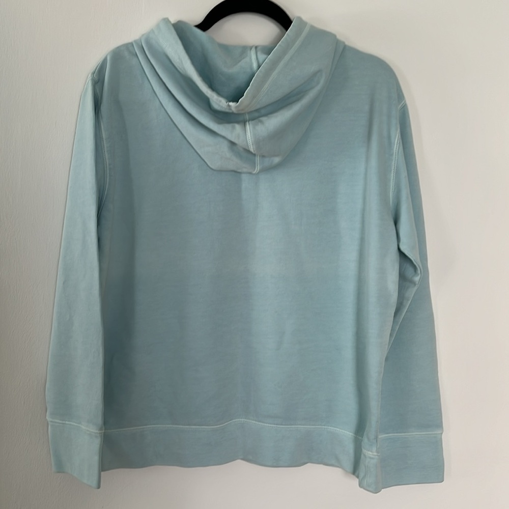 J. Crew Lightweight Garment Dyed Hoodie in Light Blue Turquoise Size L - Picture 4 of 11